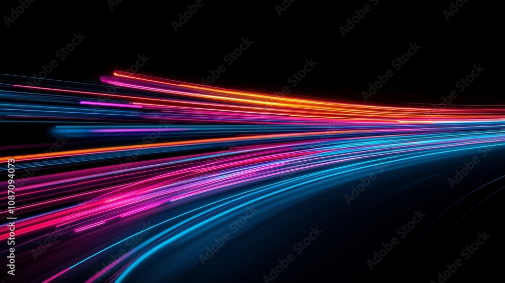 Aufkleber vivid neon motion flow, dynamic abstract shapes swirl in vibrant colors, creating a captivating back