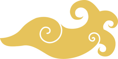 Obraz premium Tongues of flame from breath of mythical dragon. Traditional swirling in spirals element for Japanese and Chinese prints and postcards. Simple vector decorative element isolated on white background