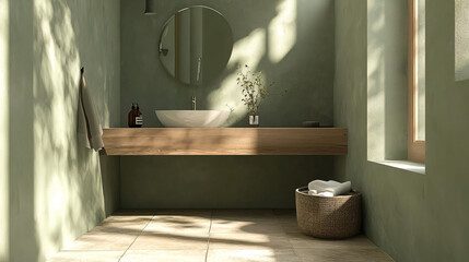 Serene Minimalist Bathroom Interior Design.