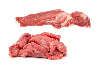 Raw pork tenderloin isolated on a white background.  Fresh meat.