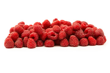 Tasty fresh raspberry isolated on a white background. Top view.