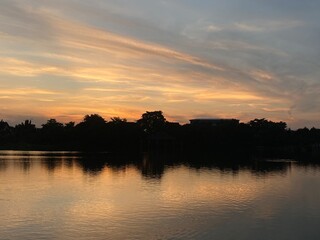 sunset over the river