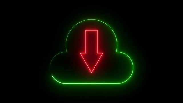A down arrow features a sharp, downward-pointing design, often illuminated in bright neon colors. It symbolizes descent, lowering, or direction, drawing attention with its vibrant, bold, and dynamic .