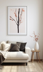 Minimalist Living Room with Abstract Tree Wall Art