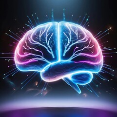 Glowing neural network representation of the human brain