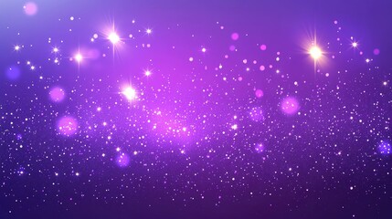 Vibrant purple violet gradient background adorned with shimmering lights and abstract holiday themes, featuring a sparkling glitter and sequins effect.