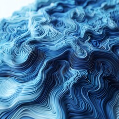 Fototapeta premium Blue abstract wave pattern, white isolated background