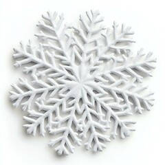 Snowflake with intricate patterns, white isolate background