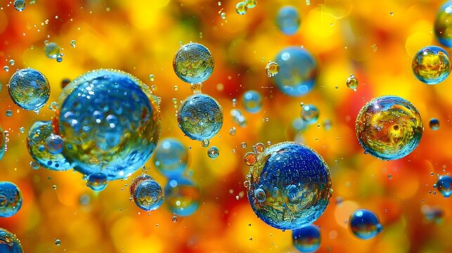 Colorful background with bubbles floating in the air