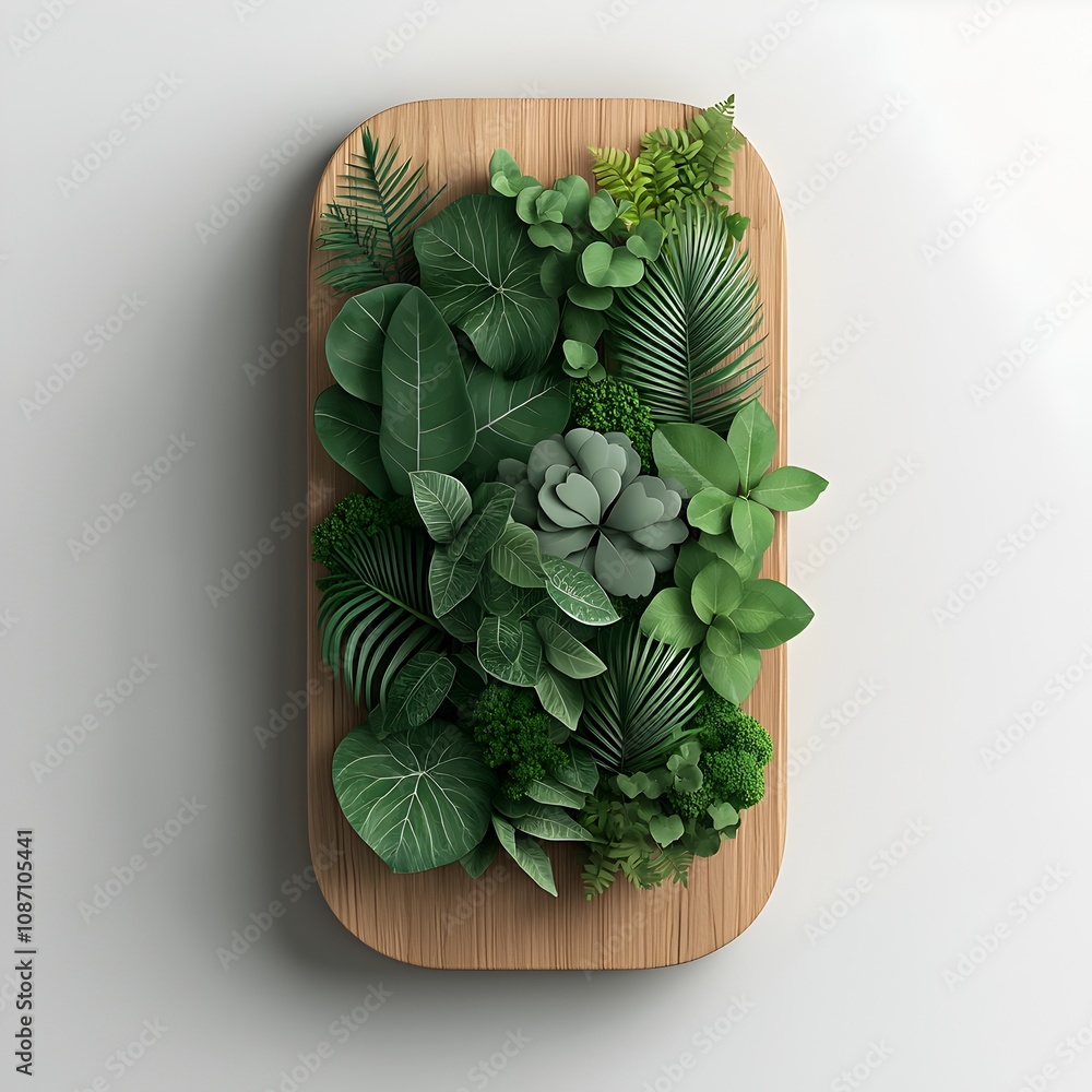 Poster lush intricate botanical arrangement brimming with diverse greenery and intricate leaf patterns cont