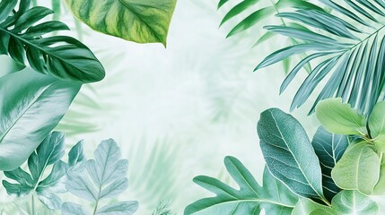 Create a photographic hero image for a 'Contact Us' page, featuring a botanical theme. The image should include close-up shots of vibrant green leaves, subtle floral elements,generative ai