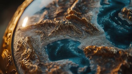 Earth Hourglass Concept Featuring Intricate Sand Patterns and Detailed Globe with Continents and Water Elements Capturing the Passage of Time