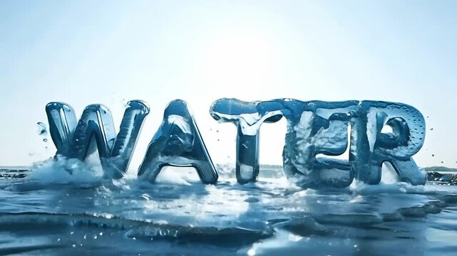 An animated lettering of the word Water as a background consisting of crystal clear clean water.