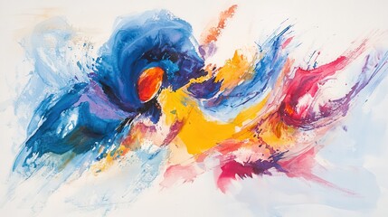 Vivid Watercolor Abstract Artwork Representing Emotions and Feelings with Dynamic Brushstrokes and Bold Colors