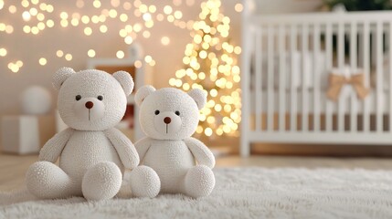 Adorable White Teddy Bears Christmas Nursery Decor
