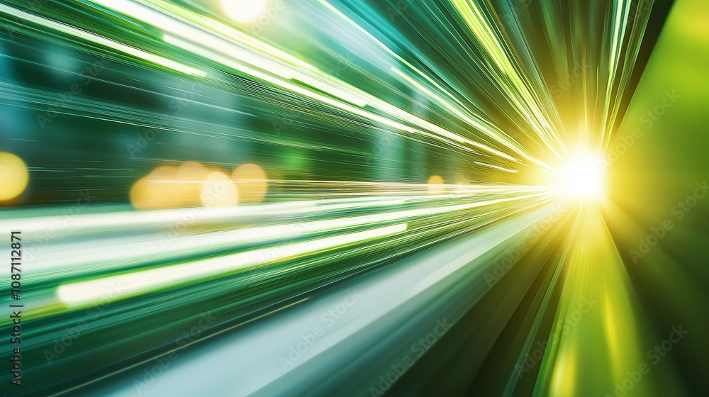 Poster abstract green motion blur with diagonal light stripes creating a dynamic and futuristic effect, per