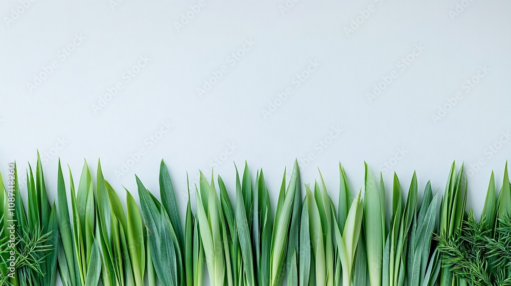 Poster isolated on white background lemongrass stalks with pale green and white gradient cut cleanly and ar