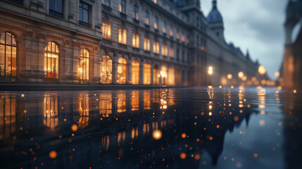 Twilight at Place de la Bourse with Reflections in Miroir dEau