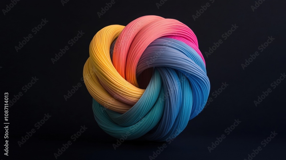 Poster a colorful, twisted piece of string that is in the shape of a circle