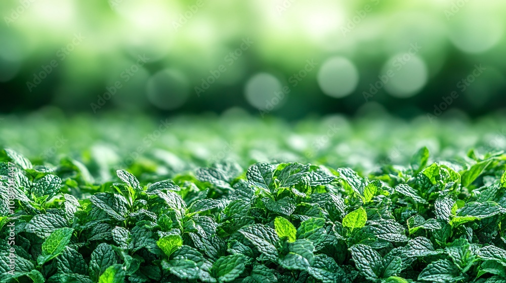 Aufkleber isolated on white background fresh mint sprigs clustered naturally with soft green tones and vibrant