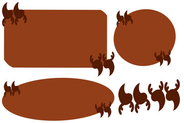 Vector of brown text boxes with quotation marks shaped like Christmas reindeer