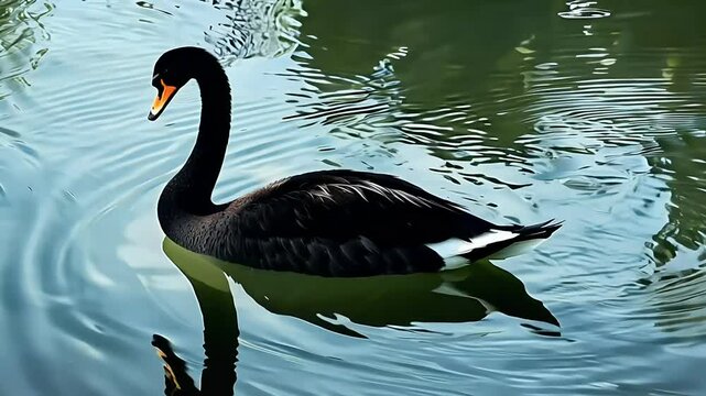water footage Cygnus atratus large bird captured 4K perfect wildlife animal conservation content australia background beak swan colours feather fly graceful majestic nature neck outdoors peaceful