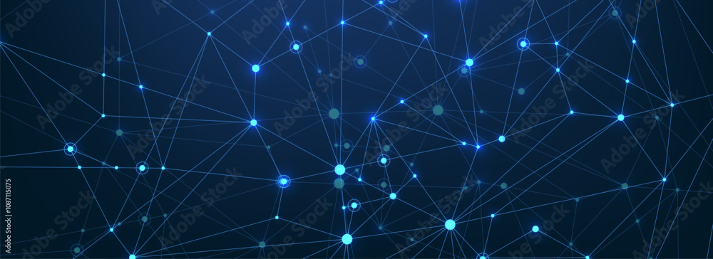 Aufkleber Global network connection concept. Big data visualization. Social network communication in the global computer networks. Internet technology. Business. Science. Vector illustration