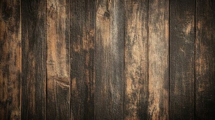Weathered dark wood backdrop with a prominent grunge texture, showcasing deep grooves and rich, rustic hues for a dramatic, textured wall design.