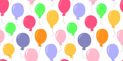 Seamless pattern with colorful balloons. Festive fun print. Vector graphics.