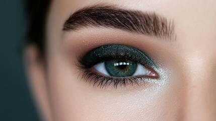 Naklejka premium A woman with green eyes and brown hair