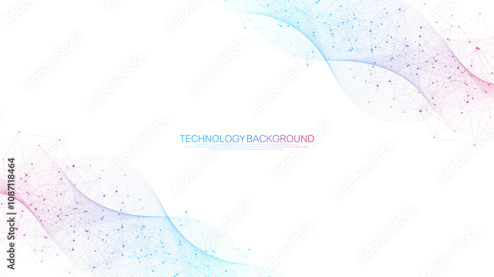 Aufkleber Global network connection concept. Big data visualization. Social network communication in the global computer networks. Internet technology. Business. Science. Vector illustration