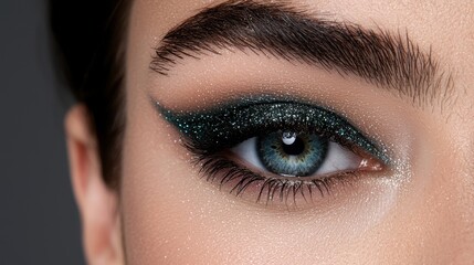 Obraz premium A woman with green eye makeup