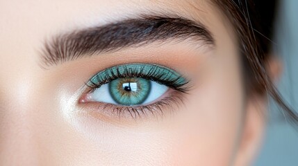 Obraz premium A woman with green eyes and brown eyebrows