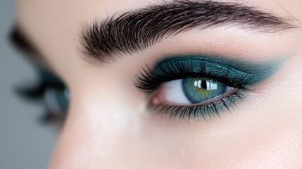 Naklejka premium A woman with green eyes and long eyelashes