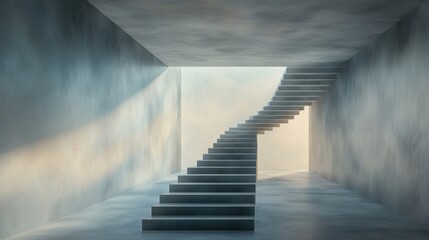 Obraz premium A staircase is shown in a room with a light shining on it