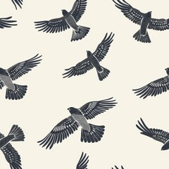 Obraz premium Minimal Falcon Pattern Seamless Design for Fabric, Perfect for Textiles, Wallpapers, and Home Decor with Elegant and Stylish Aesthetic Appeal