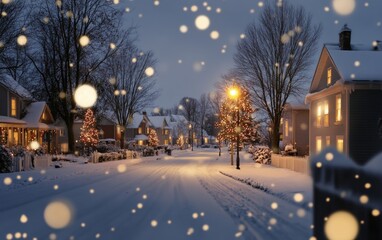 Fototapeta premium suburband cozy christmas background 