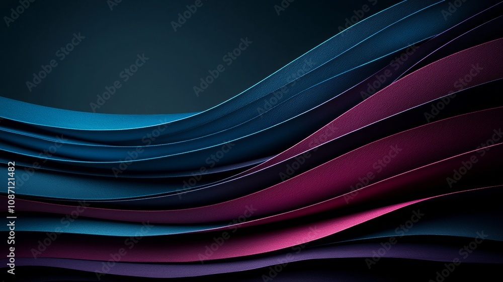 Poster vibrant abstract design featuring swirling patterns in deep blues and purples, ideal for dynamic ad 