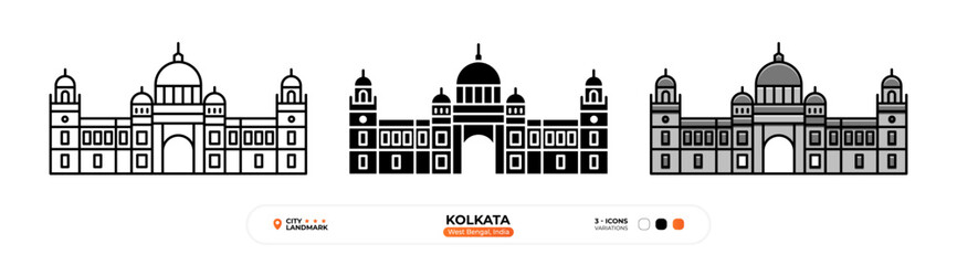 Kolkata Line Icon.  West Bengal_India, Silhouette, Color Symbol, Editable Stroke.