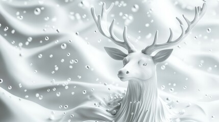 Obraz premium A white deer head is floating in a pool of water
