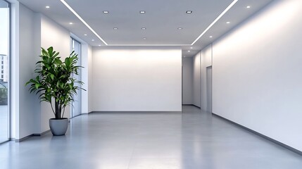 Minimalist and Modern Office Interior with Bright and Spacious Workspace