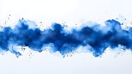 Obraz premium Dynamic watercolor splash in vibrant blue, creating fluid art texture with organic shapes and navy gradient, showcasing ethereal liquid effects against white background.