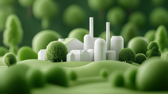 A green hillside with a small town in the middle