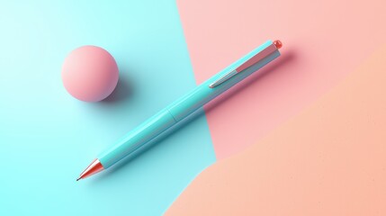 A single 3D-rendered object a pen on a pastel background symbolizing creativity, planning, and simplicity in professional life