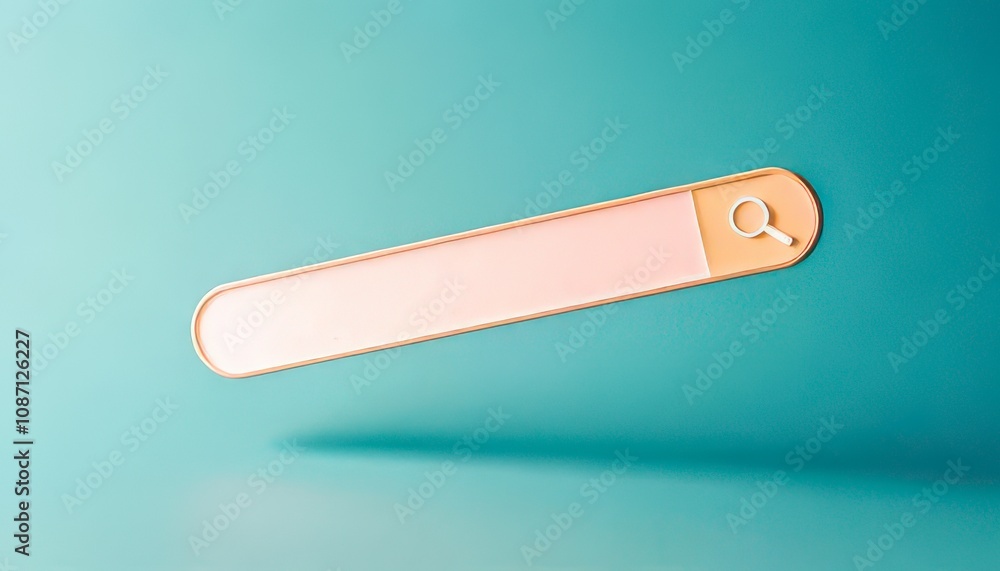 Poster minimalist search engine concept. empty search bar against a teal background with a magnifying glass