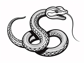 Fototapeta premium Snake drawing with white background