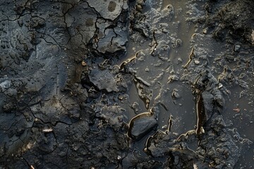 Image of Muddy pond of wet soil. Texture for background usage
