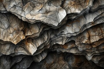 Rock Formations Show Layered Stone with Cracks and Textures Naturally