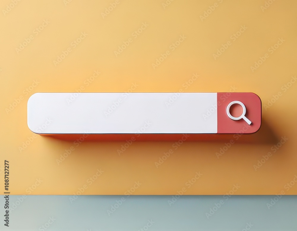 Poster minimalist search engine concept. search bar on a colorful background for web browsing and queries.