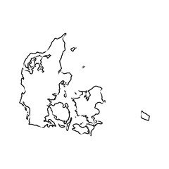 Denmark map hand drawn sketch. Country map for infographic. Vector